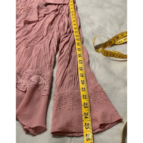 Sunny Taylor Womens Pink Long-Sleeve Blouse W/ Beaded & Lace Accents - Picture 5 of 12